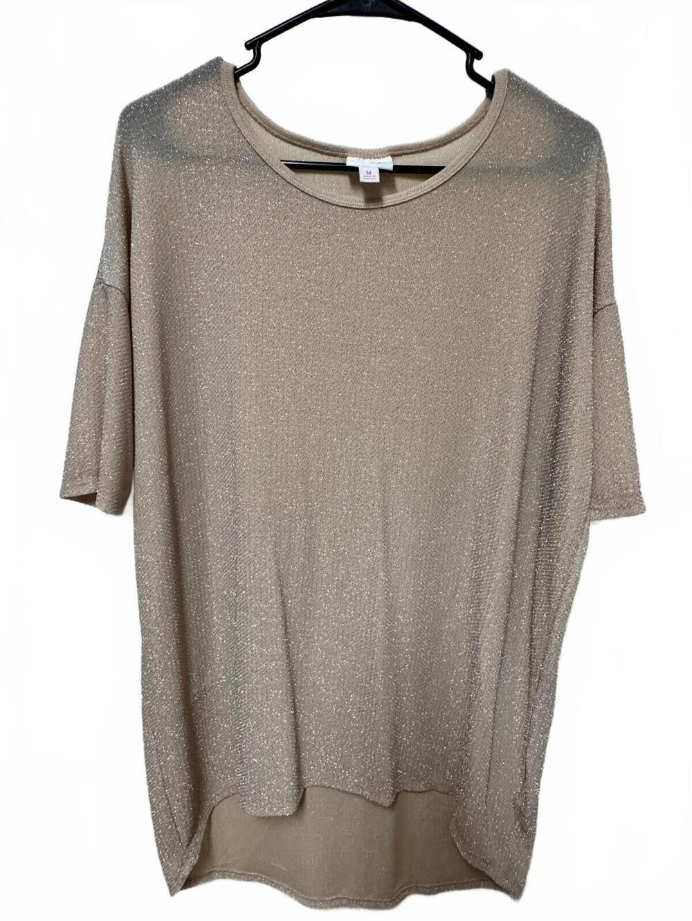 LuLaRoe Classic Rose Gold Metallic Shimmer Oversized Knit Top Size M